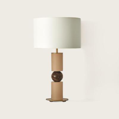 Лампа Aromas del Campo Настольная лампа Alda золотой металл/натуральное дерево/коричневый мрамор + белый абажур 801011/35 арт. 100688