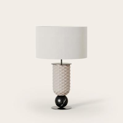 Лампа Aromas del Campo Настольная лампа Olas никель металл/черный мрамор с абажуром 801011/41 арт. 434595