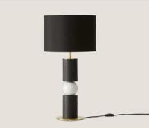 Лампа Aromas del Campo Настольная лампа Alda золотой металл/черное дерево/белый мрамор + черный абажур 801021/35 арт. 100680