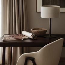 Лампа Aromas del Campo Настольная лампа Coco S1342 состаренный золотой металл/коричневая кожа с абажуром 801011/35 арт. 264655