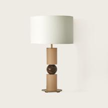 Лампа Aromas del Campo Настольная лампа Alda золотой металл/натуральное дерево/коричневый мрамор + белый абажур 801011/35 арт. 100688