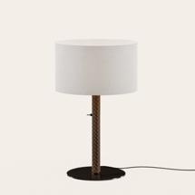 Лампа Aromas del Campo Настольная лампа Coco S1342 черный металл/коричневая кожа с абажуром 801011/36 арт. 461616