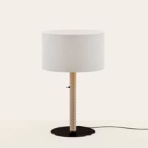 Лампа Aromas del Campo Настольная лампа Coco S1342 черный металл/серо-бежевая кожа с абажуром 801011/36 арт. 264653