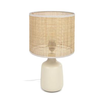 Лампа La Forma (ех Julia Grup) Настольная лампа Erna из белой керамики и бамбука с натуральной отделкой арт. 108603