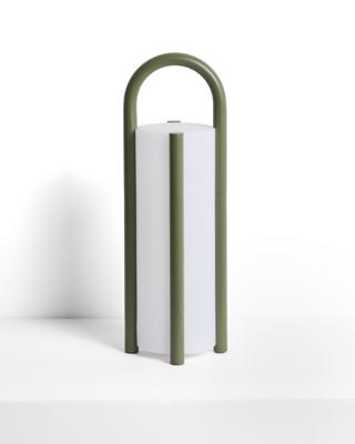 Лампа La Forma (ех Julia Grup) Большая портативная настольная лампа Leros из полиэтилена и стали зеленого цвета арт. 482858