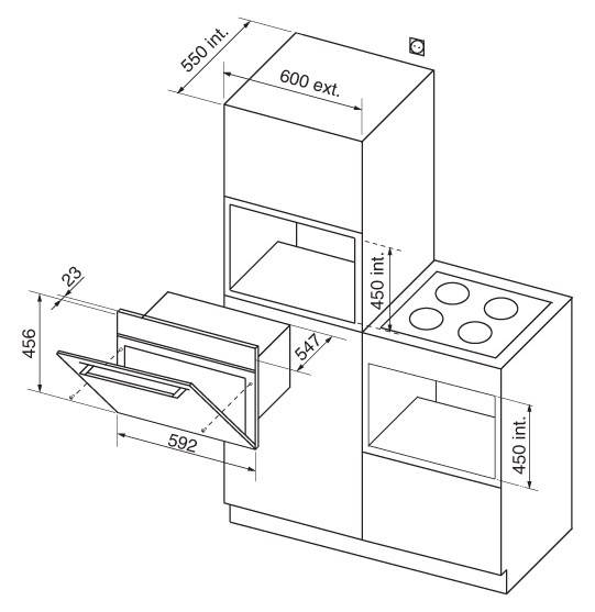 Высота духового шкафа в пенале. Монтаж розетки под духовой шкаф. Духовой шкаф высота ниши 560. Шкаф для встроенной микроволновки. Духовка чертеж.