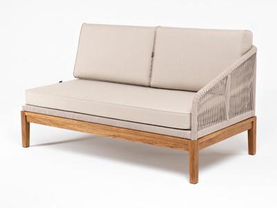 Модуль 4SIS "Канны" левый модуль плетеный из роупа, основание дуб, роуп бежевый круглый, ткань бежевая 052 арт. KAN-MLS2-T002 beige(beige052)