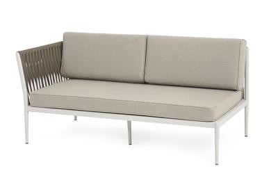 Модуль 4SIS "Касабланка" правый модуль плетеный из роупа, каркас алюминий светло-серый (RAL7035) муар, роуп серо-коричневый 23мм, ткань бежевая 15052 арт. KAS-MRS2-001 RAL7035 Mua G-brown(beige15052)