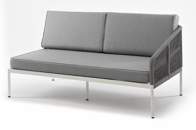 Модуль 4SIS "Канны" левый модуль плетеный из роупа, каркас алюминий темно-серый (RAL7024) шагрень, роуп темно-серый круглый, ткань темно-серая арт. KAN-MLS2-001 RAL7035 SH grey(gray017)