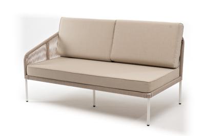 Модуль 4SIS "Канны" правый модуль плетеный из роупа, каркас алюминий белый муар, роуп бежевый круглый, ткань бежевая 15052 арт. KAN-MRS2-001 W Mua beige(beige15052)