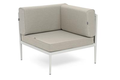 Модуль 4SIS "Касабланка" угловой модуль плетеный из роупа, каркас алюминий светло-серый (RAL7035) муар, роуп серо-коричневый 23мм, ткань бежевая 15052 арт. KAS-MС-001 RAL7035 Mua G-brown(beige15052)