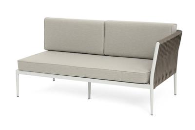 Модуль 4SIS "Касабланка" левый модуль плетеный из роупа, каркас алюминий светло-серый (RAL7035) муар, роуп серо-коричневый 23мм, ткань бежевая 15052 арт. KAS-MLS2-001 RAL7035 Mua G-brown(beige15052)