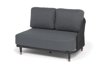 Модуль 4SIS "Верона" левый модуль плетеный из роупа, каркас алюминий темно-серый (RAL7024) муар, роуп темно-серый круглый, ткань темно-серая 027, L131х89 арт. VER-MLS2-001 RAL7024 Mua D-grey(D-gray027)