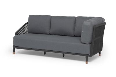 Модуль 4SIS "Верона" правый-угол модуль плетеный из роупа, каркас алюминий темно-серый (RAL7024) муар, роуп темно-серый круглый, ткань темно-серая 027, L220х89 арт. VER-MRS2-001 RAL7024 Mua D-grey(D-gray027)