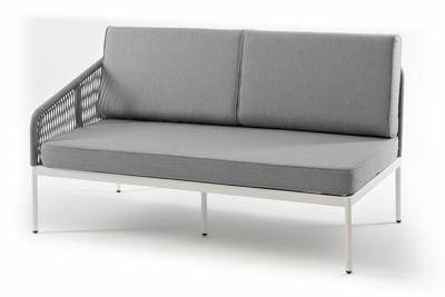 Модуль 4SIS "Канны" правый модуль плетеный из роупа, каркас алюминий белый муар, роуп светло-серый круглый, ткань светло-серая арт. KAN-MRS2-001 W Mua H-grey(H-gray)