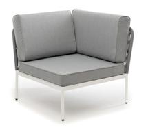 Модуль 4SIS "Канны" левый модуль плетеный из роупа, каркас алюминий темно-серый (RAL7024) шагрень, роуп темно-серый круглый, ткань темно-серая арт. KAN-MС-001 RAL7035 SH grey(gray017)