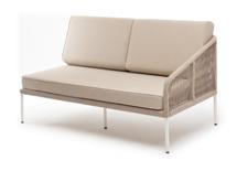 Модуль 4SIS "Канны" левый модуль плетеный из роупа, каркас алюминий белый муар, роуп бежевый круглый, ткань бежевая 15052 арт. KAN-MLS2-001 W Mua beige(beige15052)