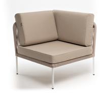 Модуль 4SIS "Канны" угловой модуль плетеный из роупа, каркас алюминий белый муар, роуп бежевый круглый, ткань бежевая 15052 арт. KAN-MС-001 W Mua beige(beige15052)