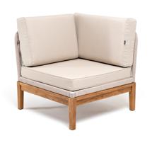 Модуль 4SIS "Канны" угловой модуль плетеный из роупа, основание дуб, роуп бежевый круглый, ткань бежевая 052 арт. KAN-MС-T002 beige(beige052)