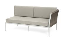 Модуль 4SIS "Касабланка" левый модуль плетеный из роупа, каркас алюминий светло-серый (RAL7035) муар, роуп серо-коричневый 23мм, ткань бежевая 15052 арт. KAS-MLS2-001 RAL7035 Mua G-brown(beige15052)