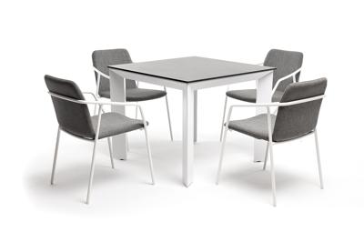 Обеденная группа 4SIS "Венето" обеденная группа на 4 персоны со стульями "Марокко", каркас белый, роуп серый арт. VEN-CM4T1-5-SET Dray