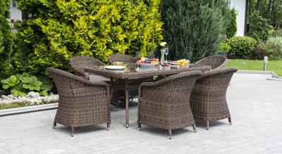 Обеденная группа 4SIS "Эспрессо" обеденная группа плетеная, цвет коричневый арт. EC6T-7-SET brown