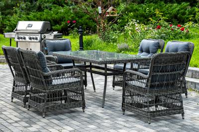Обеденная группа 4SIS "Цесена" обеденная группа плетеная из искусственного ротанга, цвет графит арт. TSL6T-7-SET graphite