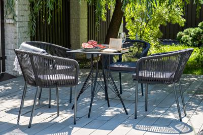 Обеденная группа 4SIS "Форли" обеденная группа на 4 персоны, квадратный стол, цвет "серый гранит" арт. R90-SHT-TU2-1/4хAS1158 M-Rope-3