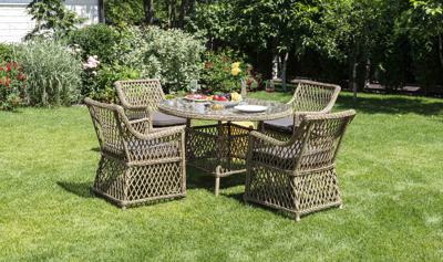 Обеденная группа 4SIS "Доппио" обеденная группа плетеная, цвет соломенный арт. DOPC4T-5-SET