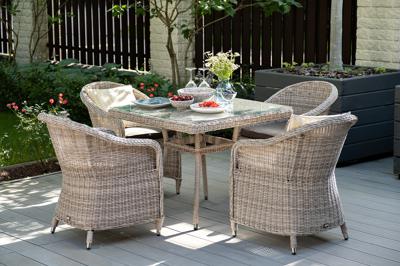 Обеденная группа 4SIS "Фредо" обеденная группа плетеная, цвет бежевый арт. FC4T-5-SET beige