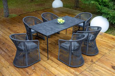 Обеденная группа 4SIS "Романо" обеденная группа на 6 персон, каркас темно-серый, роуп темно-серый арт. ROM-CM6T1-7-SET D-gray