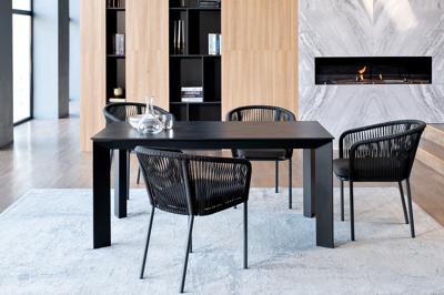 Обеденная группа 4SIS "Венето" обеденная группа на 4 персоны со стульями "Марсель", каркас темно-серый, роуп темно-серый арт. VEN-CM4T1-5-SET D-gray