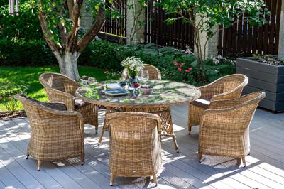 Обеденная группа 4SIS "Эспрессо–150 R" обеденная группа плетеная, цвет соломенный арт. ECR6T-7-SET