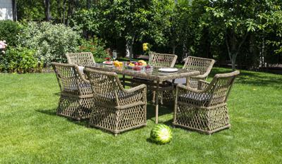 Обеденная группа 4SIS "Латте" обеденная группа плетеная, цвет соломенный арт. LC6T-7-SET