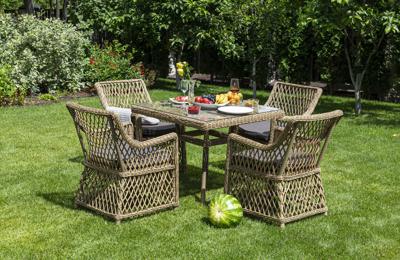 Обеденная группа 4SIS "Айриш" обеденная группа плетеная на 4 персоны, цвет соломенный арт. AC4T-5-SET