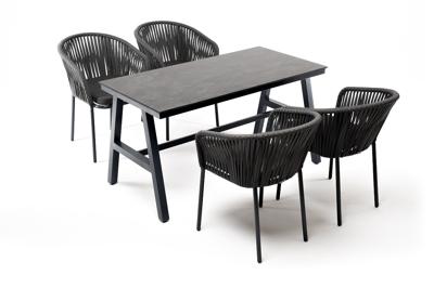 Обеденная группа 4SIS "Рио" обеденная группа на 4 персоны, стол HPL "серый гранит", цвет серый арт. RСR4T1-5-SET gray