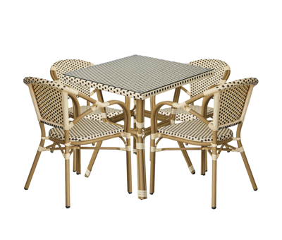 Обеденная группа 4SIS "Кабри" обеденная группа плетеная на 4 персоны, цвет бежево-коричневый арт. ZF3100T-5-SET Coffee