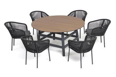 Обеденная группа 4SIS "Рио" обеденная группа на 6 персон, стол HPL "дуб", цвет темно-серый арт. RСR6T1-7-SET D-gray