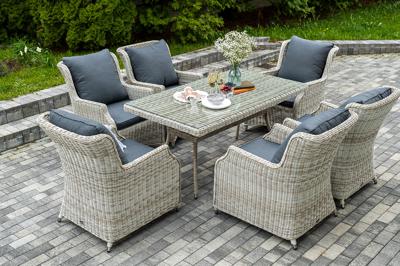 Обеденная группа 4SIS "Неаполь" обеденная группа плетеная из искусственного ротанга, цвет соломенный арт. NL6T-7-SET beige