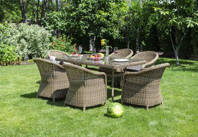 Обеденная группа 4SIS "Эспрессо" обеденная группа плетеная, цвет соломенный арт. EC6T-7-SET