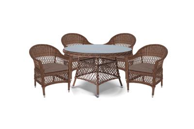 Обеденная группа 4SIS "Эспрессо–120 S" обеденная группа плетеная, цвет коричневый арт. ECS4T-5-SET brown