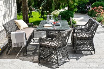 Обеденная группа 4SIS "Катания" обеденная группа плетеная на 6 персон, цвет графит арт. KATS2C4T-6-SET graphite