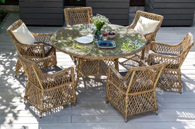 Обеденная группа 4SIS "Эспрессо–150 L" обеденная группа плетеная, цвет соломенный арт. ECL6T-7-SET