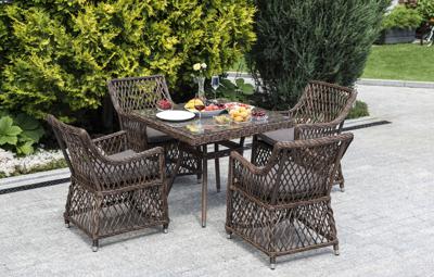 Обеденная группа 4SIS "Айриш" обеденная группа плетеная на 4 персоны, цвет коричневый арт. AC4T-5-SET brown