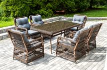 Обеденная группа 4SIS "Цесена" обеденная группа плетеная из искусственного ротанга, цвет коричневый арт. TSL6T-7-SET brown