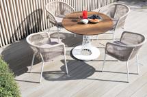 Обеденная группа 4SIS "Диего" обеденная группа на 4 персоны, круглый стол "дуб", цвет бежевый арт. D100-HPL-Rope beige