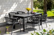 Обеденная группа 4SIS "Венето" обеденная группа на 6 персон со стульями "Милан", каркас темно-серый, роуп темно-серый арт. VEN-CMIL6T1-7-SET D-gray