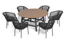 Обеденная группа 4SIS "Рио" обеденная группа на 6 персон, стол HPL "дуб", цвет темно-серый арт. RСR6T1-7-SET D-gray