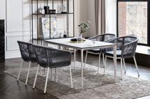 Обеденная группа 4SIS "Малага" обеденная группа на 4 персоны со стульями "Марсель", каркас белый, роуп светло-серый арт. MAL-CM4T1-5-SET H-gray