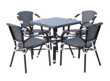 Обеденная группа 4SIS "Кабри" обеденная группа плетеная на 4 персоны, цвет черно-белый арт. ZF3100T-5-SET Black